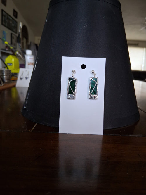 Emerald Green Stained Glass Earrings